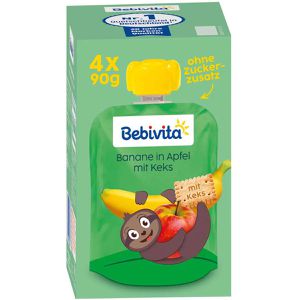Fruchtpüree Bebivita Banane in Apfel mit Keks, 70% Frucht