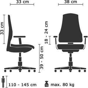 Produktbild für Arbeitsstuhl hJh-OFFICE ERGO LINE II WORK, schwarz
