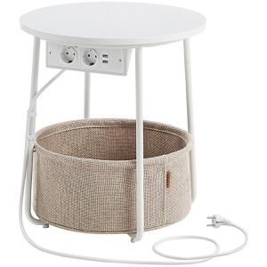 Beistelltisch Vasagle LET228W02, weiß / natur, Holz / Metall