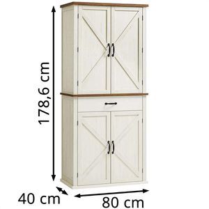 Produktbild für Küchenschrank Vasagle BBK364W02, weiß, (BxH) 80 x 179 cm