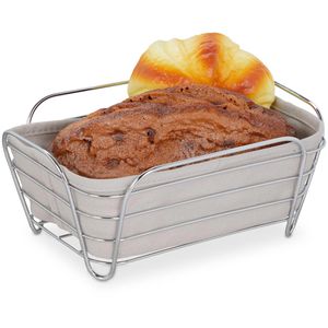 Produktbild für Brotkorb Relaxdays 10031044, aus Eisen verchromt / Stoff