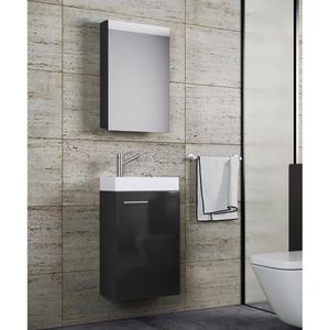 Produktbild für Waschtisch VCM Slito, 914137, mit Spiegelschrank, schwarz