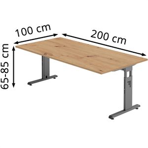 Produktbild für Schreibtisch Hammerbacher O-Serie, asteiche / graphit