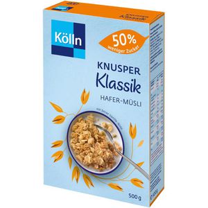 Kölln Müsli Knusper Klassik, 50% weniger Zucker, 500g