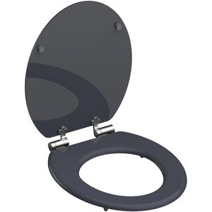 Produktbild für WC-Sitz Schütte Spirit Anthrazit 80104, oval, aus Holz