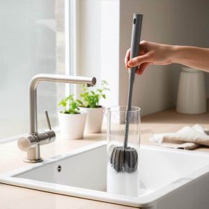 Produktbild für Flaschenbürste Metaltex Brush-Up breit, grau