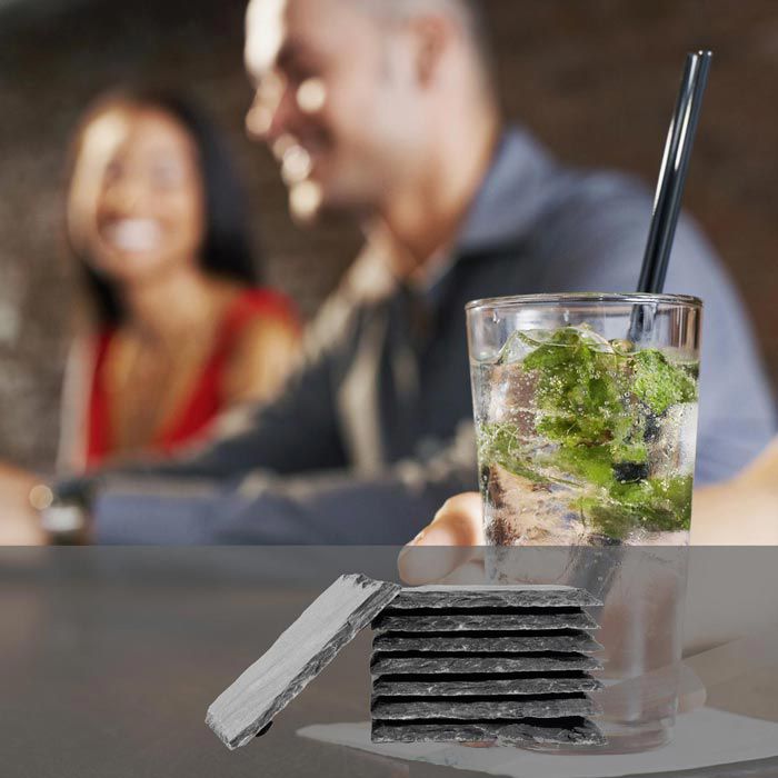 Sänger Untersetzer 203710, quadratisch, rutschfest, Schiefer, natur, 10