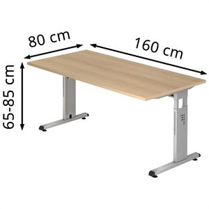 Produktbild für Schreibtisch Hammerbacher O-Serie, eiche / silber