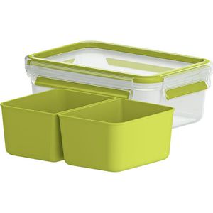Emsa Lunchbox Clip und Go 518101 Kunststoff, Snackbox, auslaufsicher, mit 2 Einsätzen, 1 l