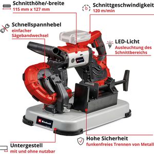 Produktbild für Bandsäge Einhell TE-MB 18/127 U Li-Solo, Akku