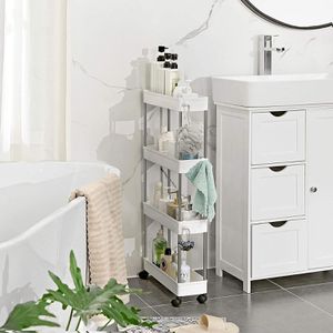 Produktbild für Nischenregal Songmics KSC08WT, weiß, mit Rollen