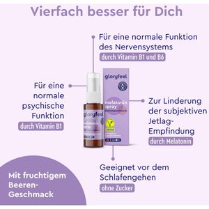 Produktbild für Melatonin gloryfeel Spray Beere, 30 ml für 220 Nächte