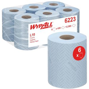 Produktbild für Putztuchrolle Wypall L10 6223, aus Zellstoff, blau
