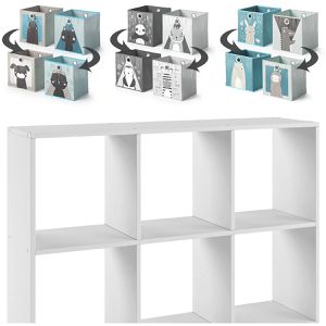 Produktbild für Bücherregal Vicco Nove, weiß, mit 6 Faltboxen