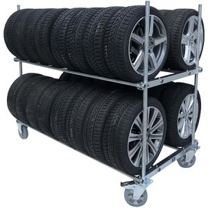 Produktbild für Reifenwagen Bertele Gigant, aus Metall, silber, für 32 Reifen