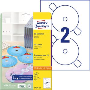 CD-Etiketten Zweckform L7676-25 Super Size, weiß