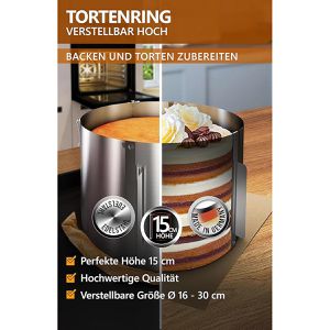 Produktbild für Tortenring 4smile Premium, backofenfest, aus Edelstahl