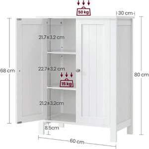 Produktbild für Badschrank Vasagle BCB60W, mit 4 Füßen, weiß