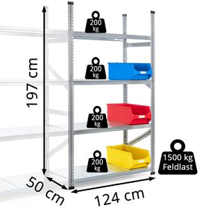 Produktbild für Anbauregal GEWE 512A4R, 4 Metallböden