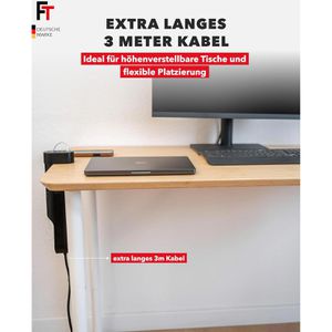 Produktbild für Tischsteckdose FeinTech MD833, mit 3 m Schuko Kabel