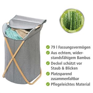 Produktbild für Wäschekorb Wenko Bahari, grau, mit Deckel