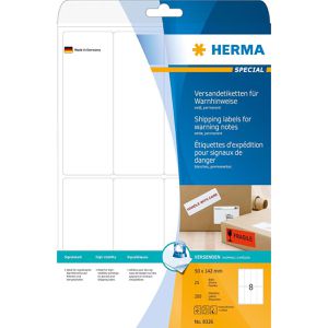 Produktbild für Versandetiketten Herma 8326 Warnzeichen, weiß