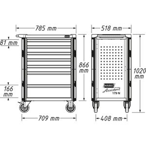 Produktbild für Werkzeugwagen Hazet Assistent 179N-7-RAL9005, leer