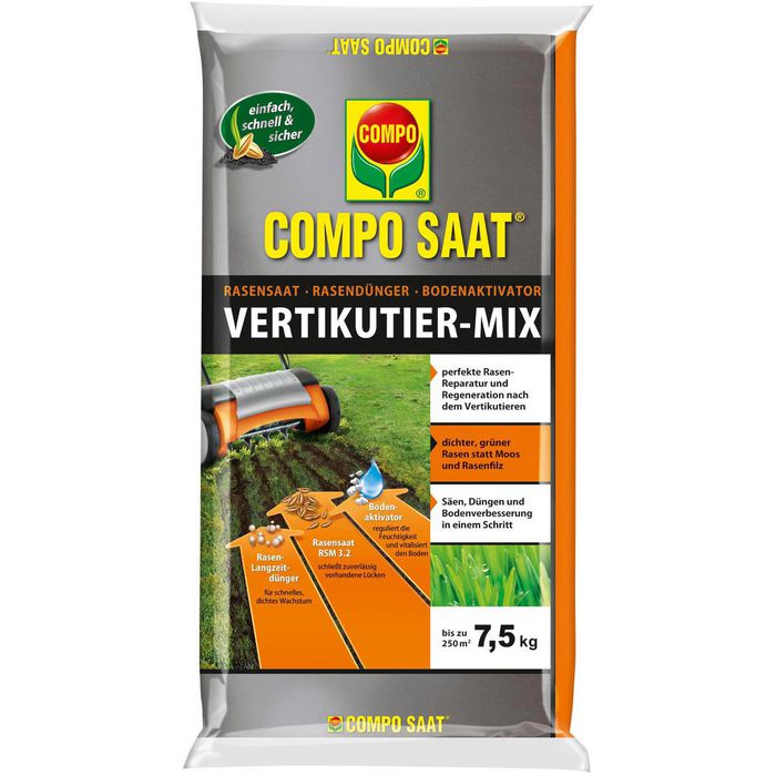 Compo Rasensamen Saat Vertikutier-Mix, 7,5kg fr bis zu 250m, Reparatur,  schnellkeimend  Bttcher AG