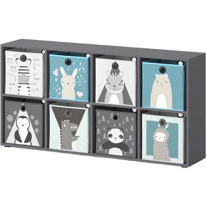Produktbild für Bücherregal Vicco Scutum, grau, mit 8 Faltboxen