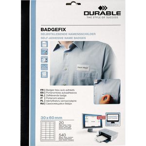 Namensetiketten Durable 8333 Badgefix, weiß