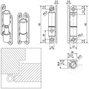 Produktbild für Türband SO-TECH schwarz, 2-teilig