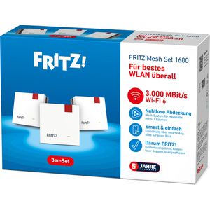 Produktbild für WLAN-Repeater AVM FRITZ!Mesh Set 1600, 20003111, 3er Set