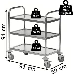 Produktbild für Servierwagen Kongamek KM60355, silber, aus Edelstahl