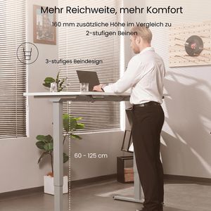 Produktbild für Schreibtisch FlexiSpot E5S, weiß / grau