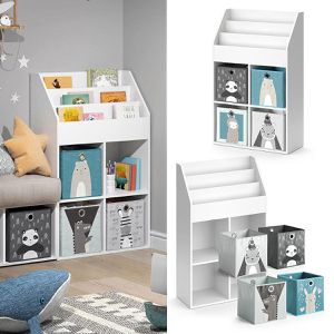 Produktbild für Bücherregal Vicco Luigi, weiß, mit 4 Faltboxen