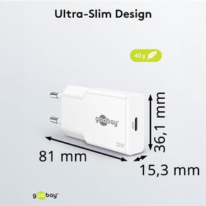 Produktbild für USB-Ladegerät Goobay Slim 75736, GaN, 30 Watt
