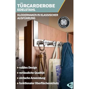 Produktbild für Türhaken 4smile für Außenseite, mit 5 Haken, silber