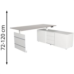 Produktbild für Schreibtisch Kerkmann Move 3, 3849, lichtgrau, mit Sideboard