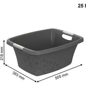 Produktbild für Wäschekorb Rotho Flowers, anthrazit, mit Griffen