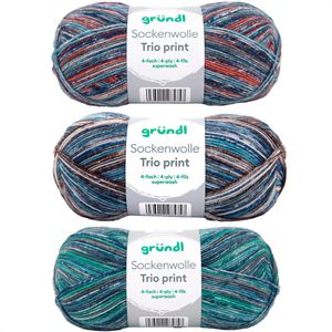 Produktbild für Häkelgarn Gründl 6229-01, Sockenwolle Trio print, blau mix