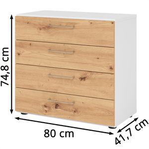 Produktbild für Kommode Hammerbacher 928S4, weiß / asteiche