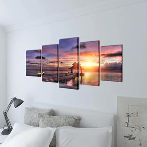 Produktbild für Wandbild vidaXL Strand mit Pavillon