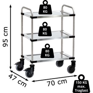 Produktbild für Servierwagen Fetra 5038, silber, aus Edelstahl