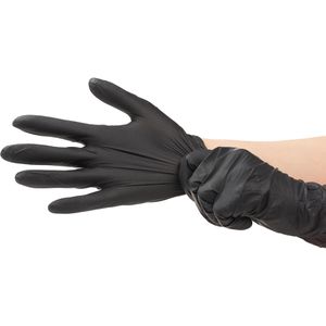 Produktbild für Einmalhandschuhe Meditrade Nitril Black, schwarz, 100 Stück