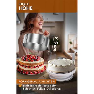 Produktbild für Tortenring 4smile Premium, backofenfest, aus Edelstahl