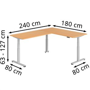 Produktbild für Schreibtisch Hammerbacher XDSMW, buche / silber