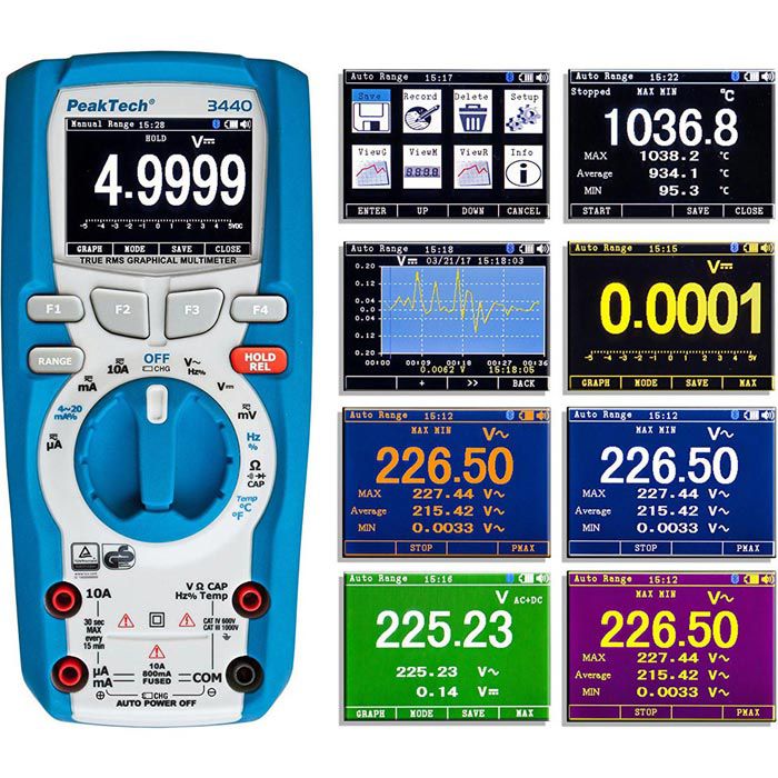 PeakTech Multimeter P 3440 True RMS Digital, Bluetooth, NCV, Temperatur ...