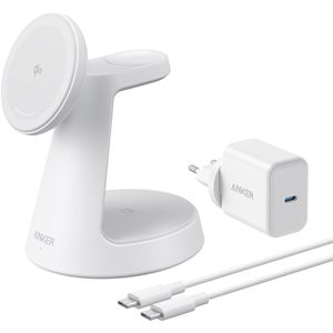 Produktbild für Ladestation Anker MagGo 3in1 Ständer Qi2, mit Magsafe, weiß