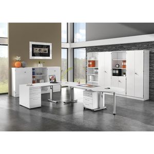 Produktbild für Schreibtisch Hammerbacher O-Serie, weiß / silber