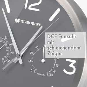 Produktbild für Wanduhr Bresser MyTime ND, Edelstahl, analog, Funkuhr